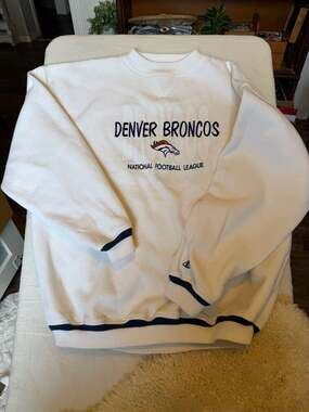 Vintage 90s Logo Athletic NFL Denver Broncos Embroidered Knit Crewneck Sweatshir